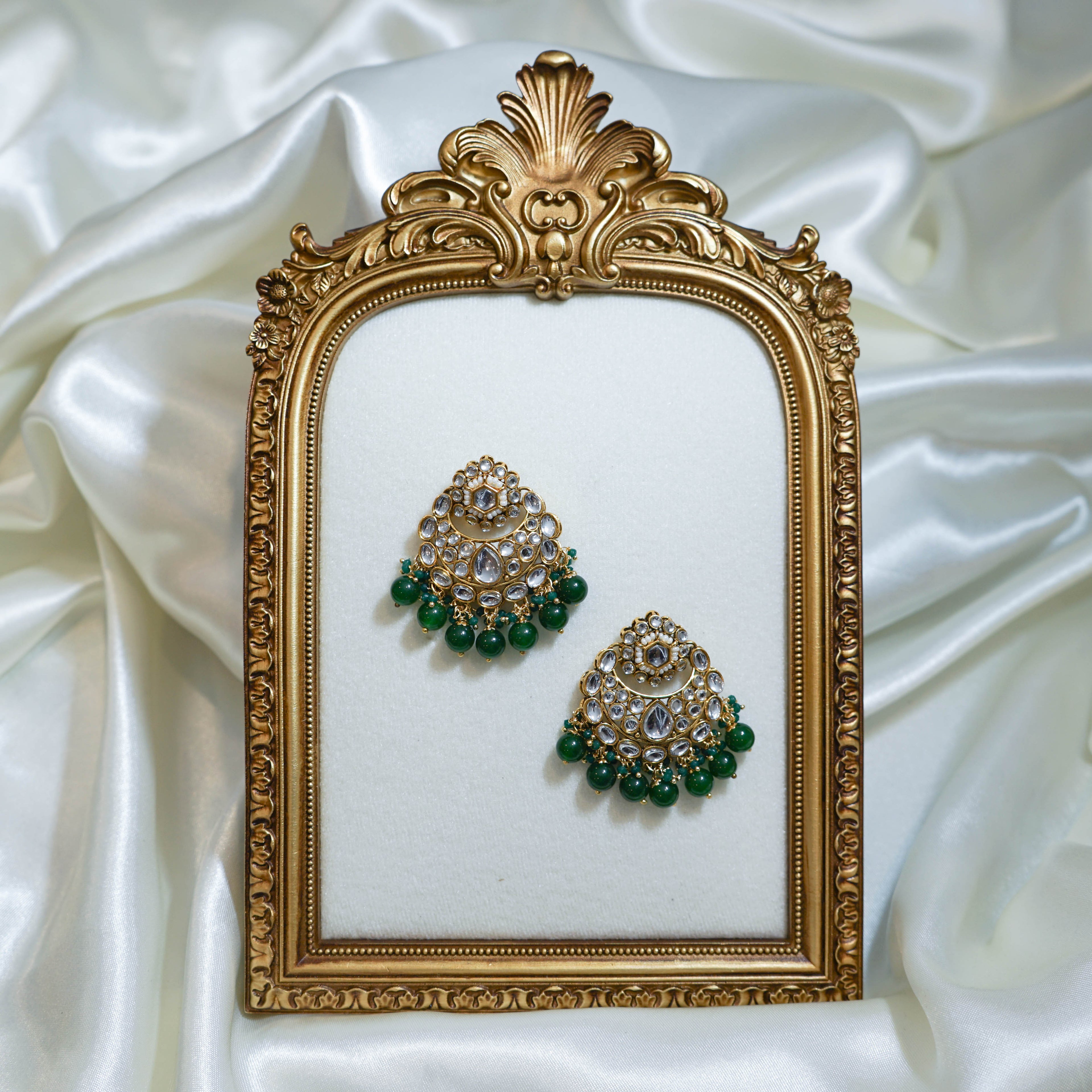 Kundan Beads Tikka & Earrings Set