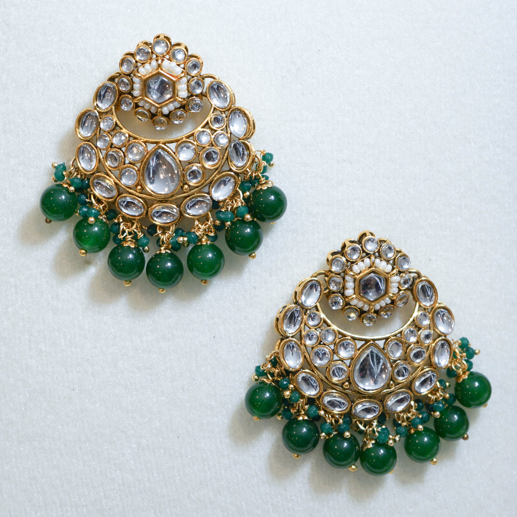 Kundan Beads Tikka & Earrings Set
