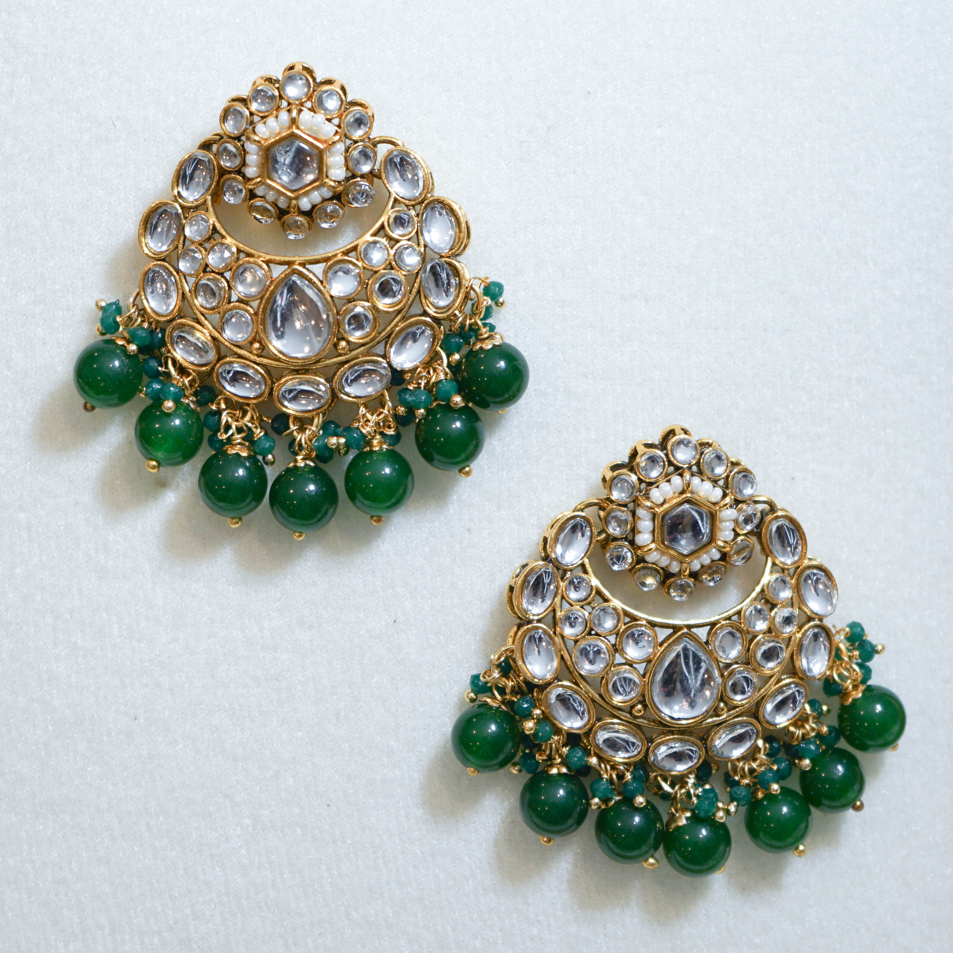 Kundan Beads Tikka & Earrings Set