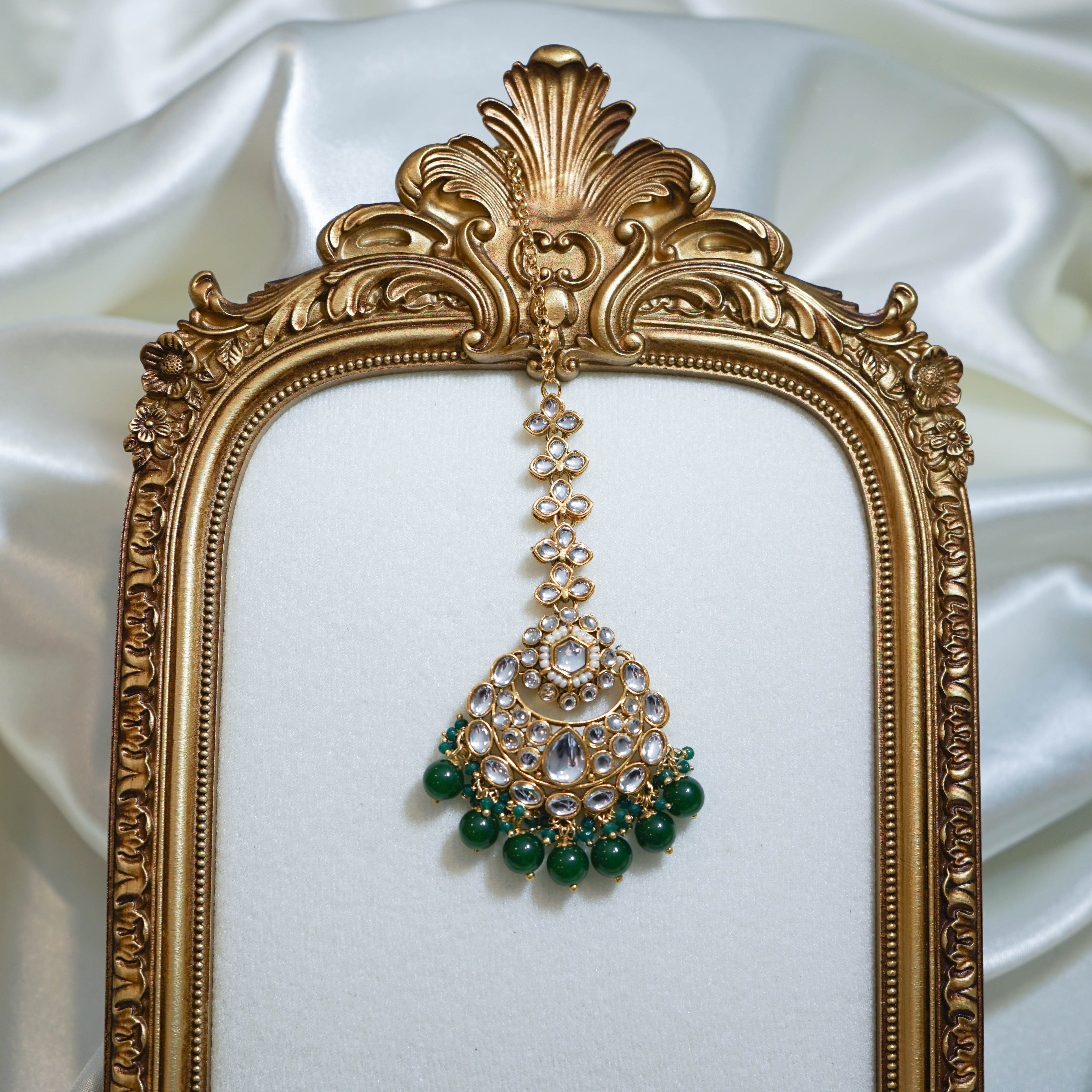 Kundan Beads Tikka & Earrings Set