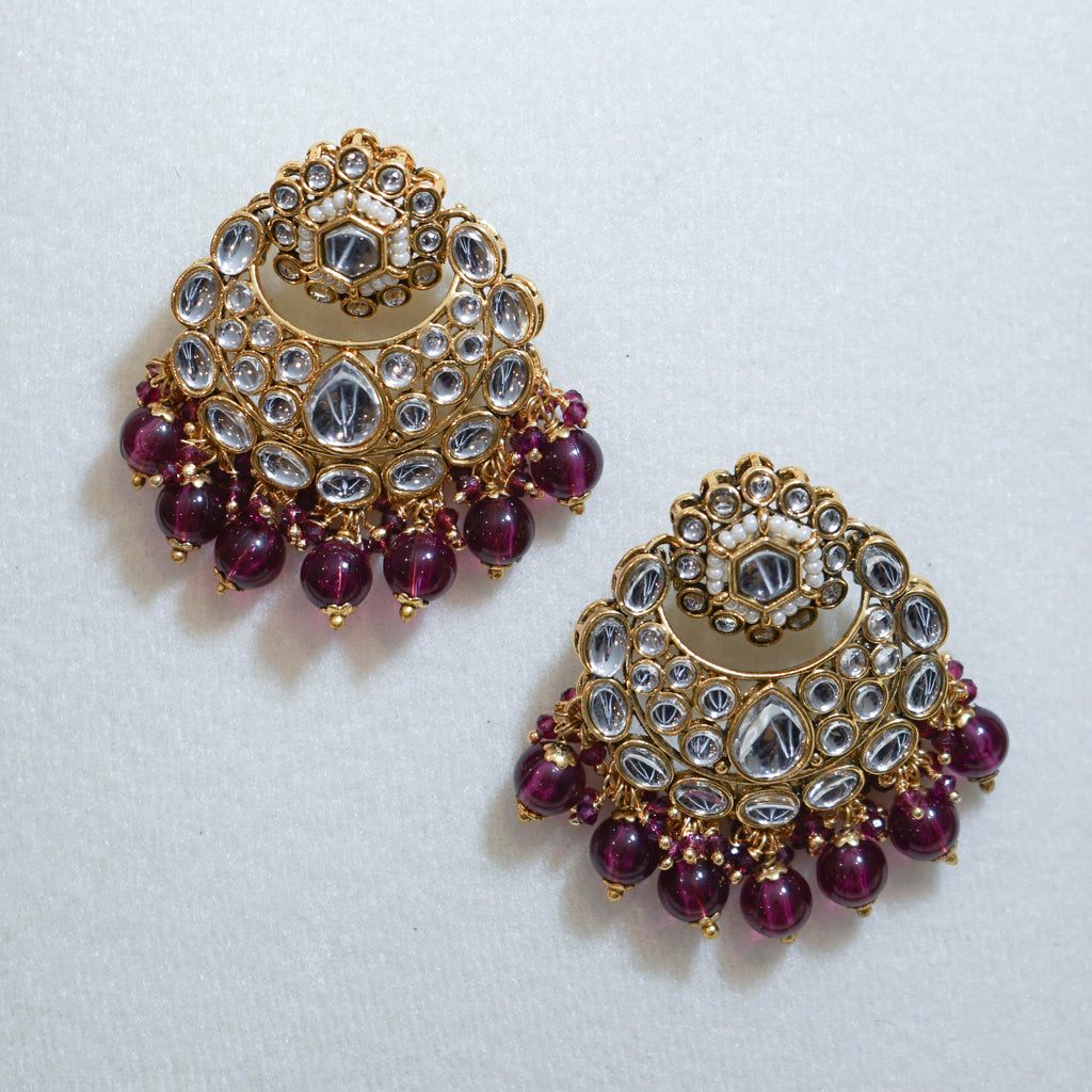 Kundan Beads Tikka & Earrings Set
