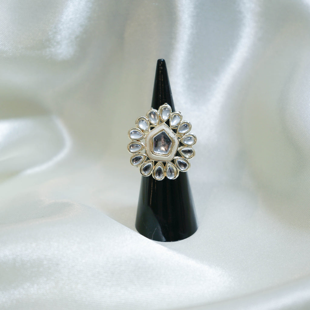 Kundan Floral Statement Ring