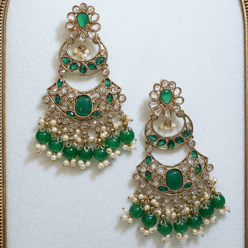 Stone Chandelier Tikka & Earrings