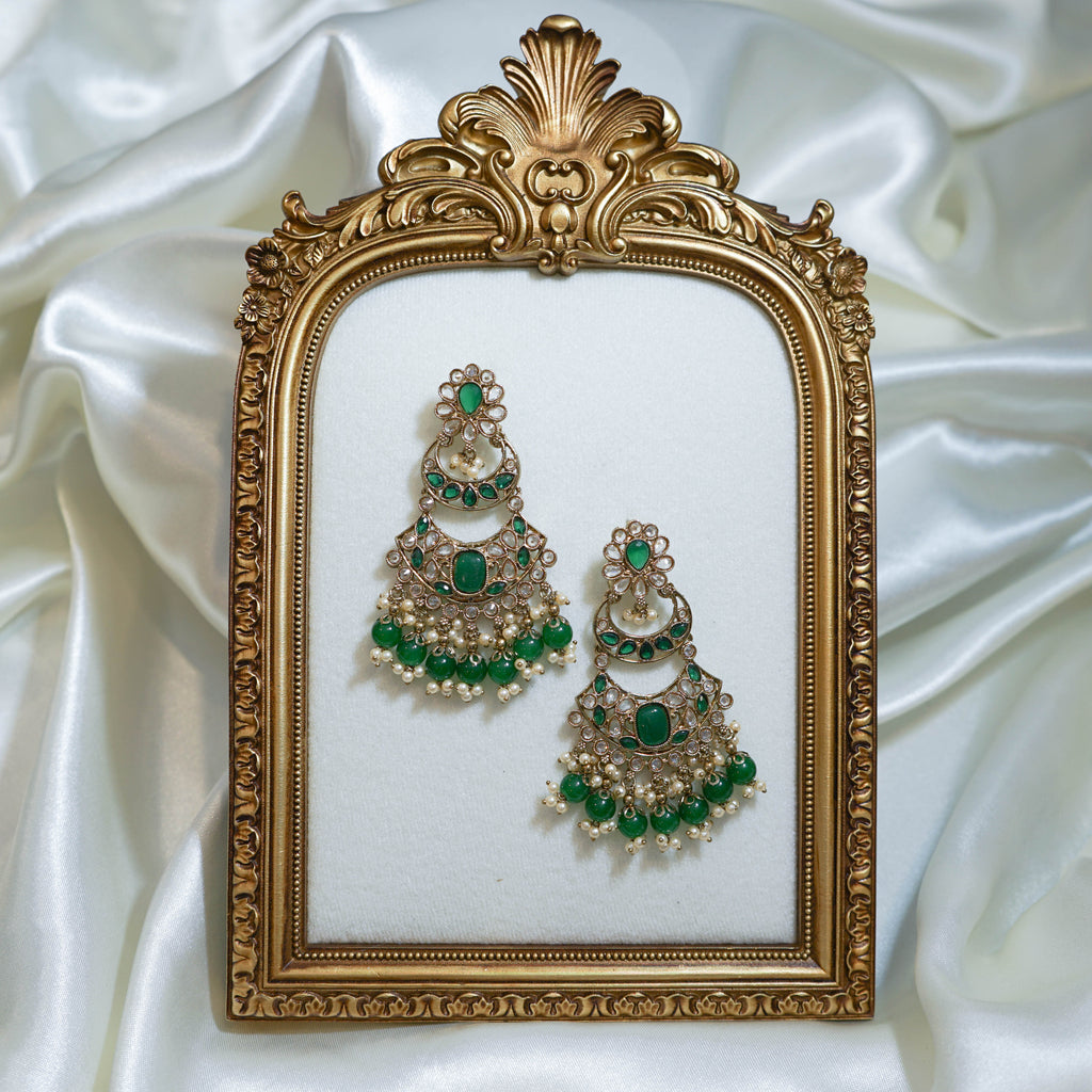 Stone Chandelier Tikka & Earrings