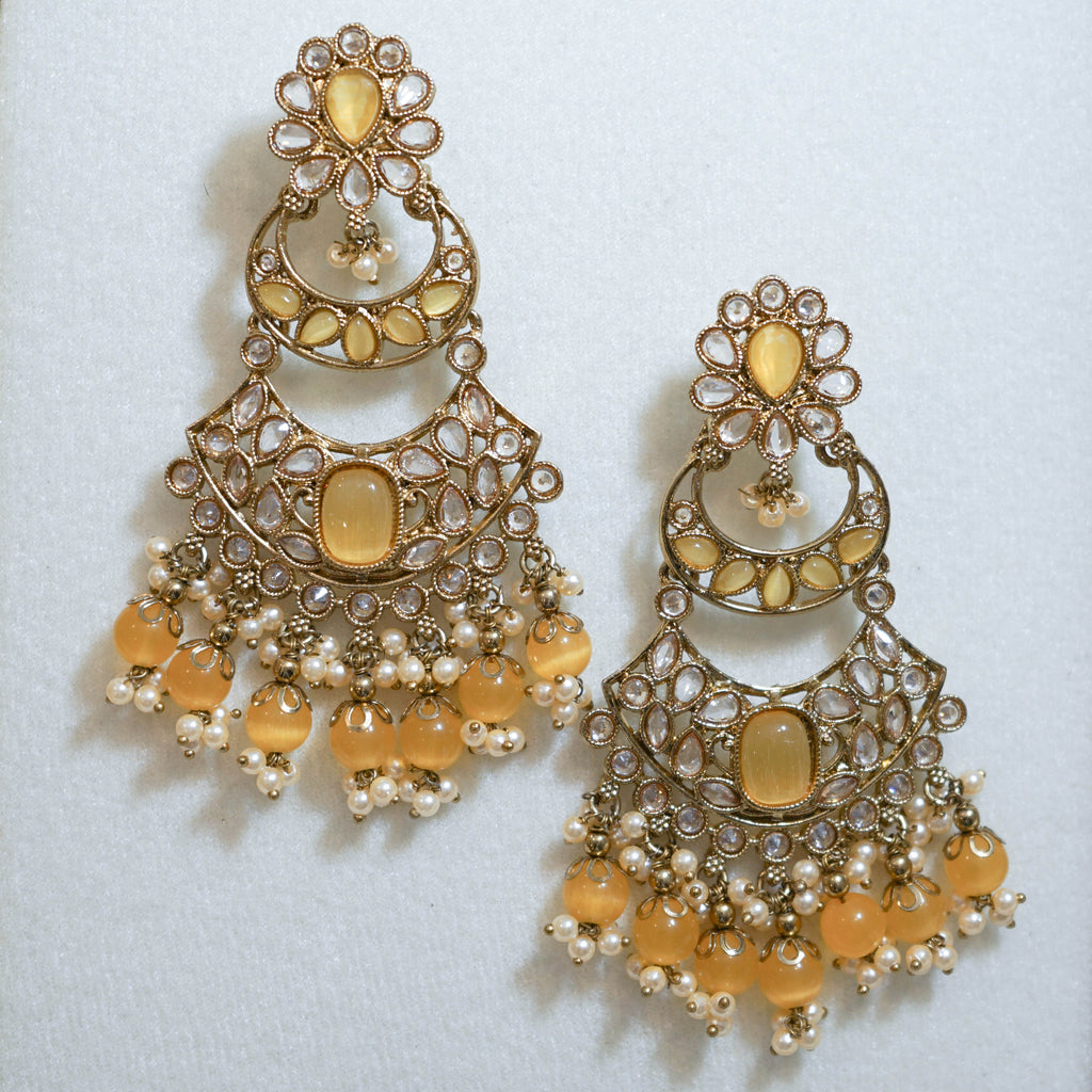 Stone Chandelier Tikka & Earrings