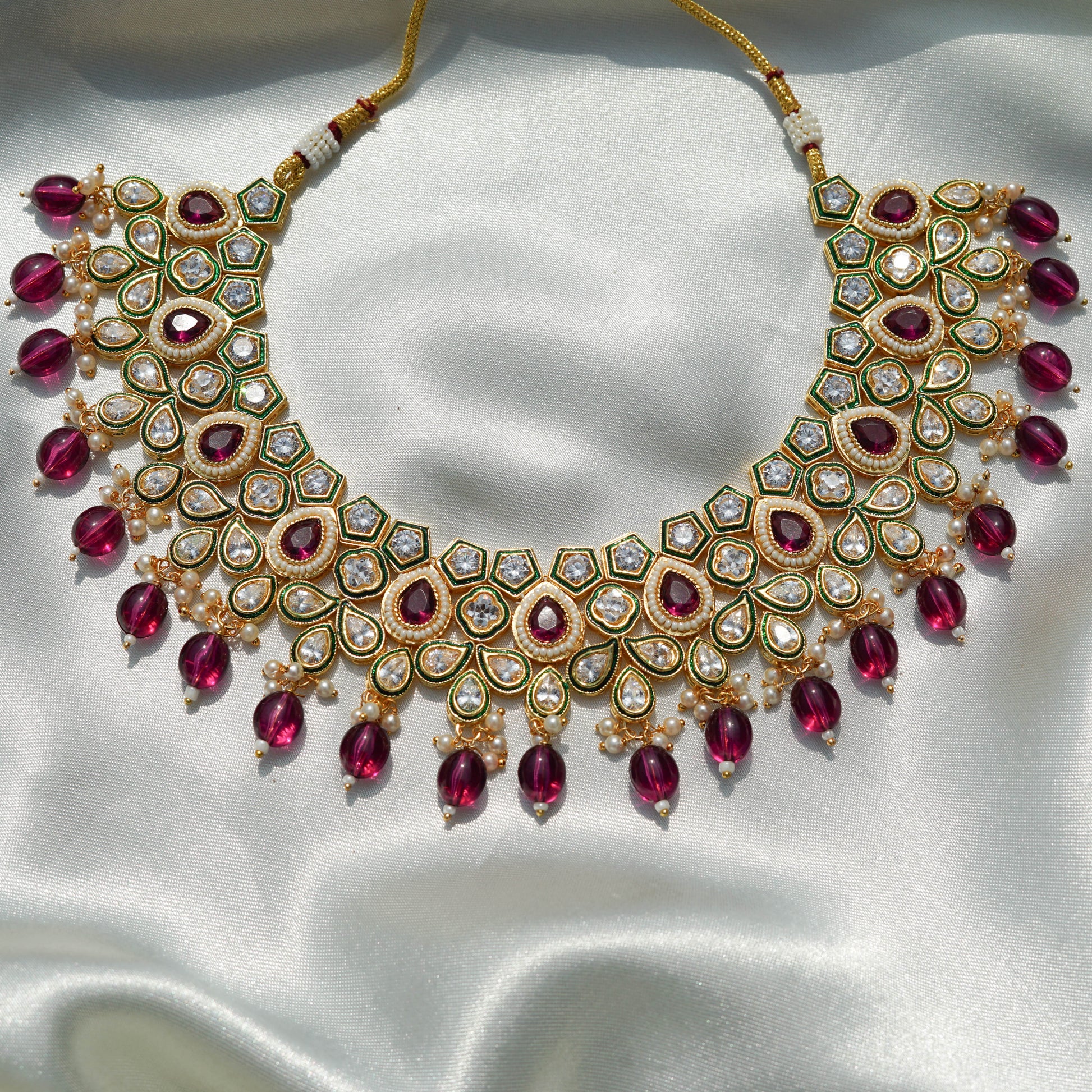 Majestic Maroon Kundan Set