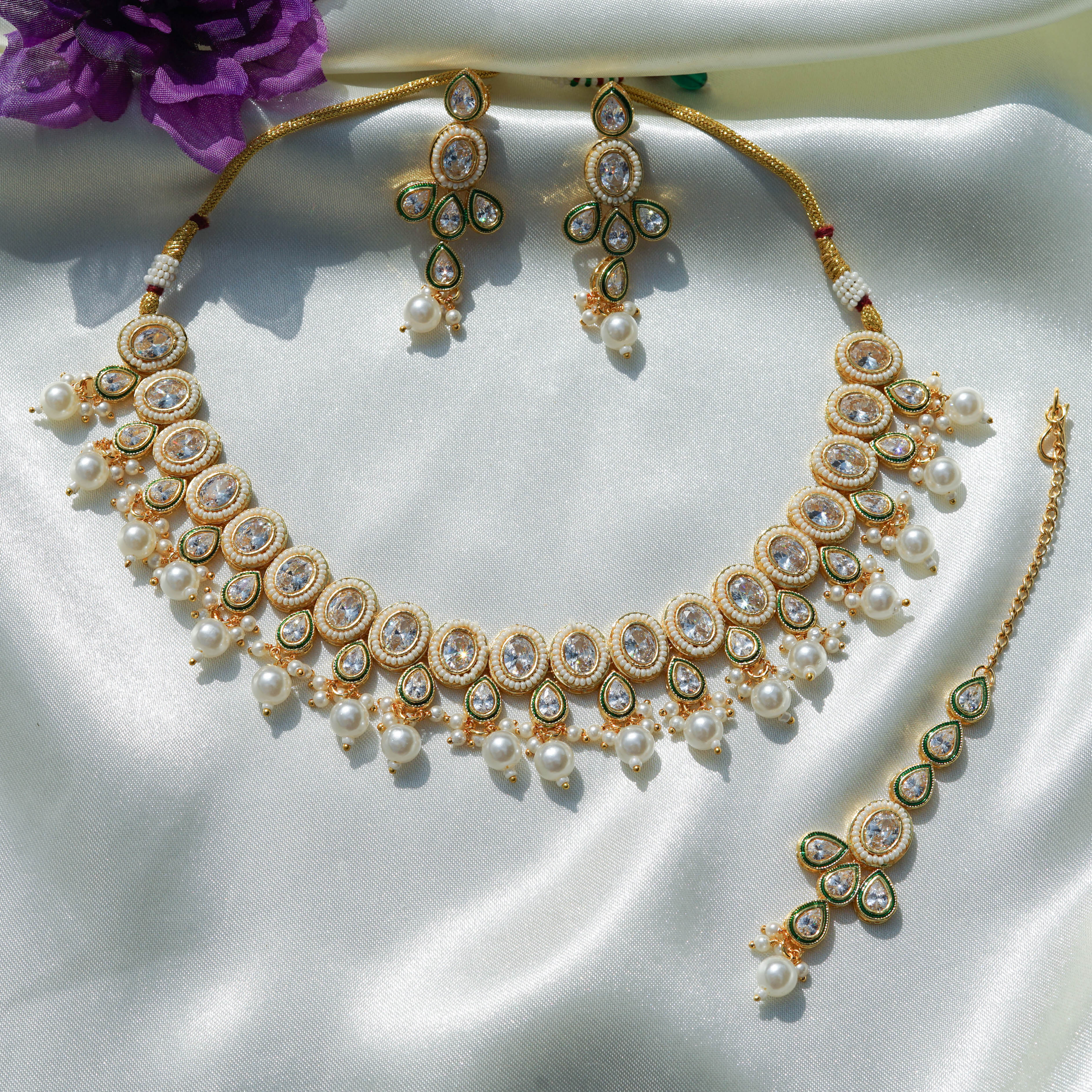 Moonlit Pearl Kundan Grace Set
