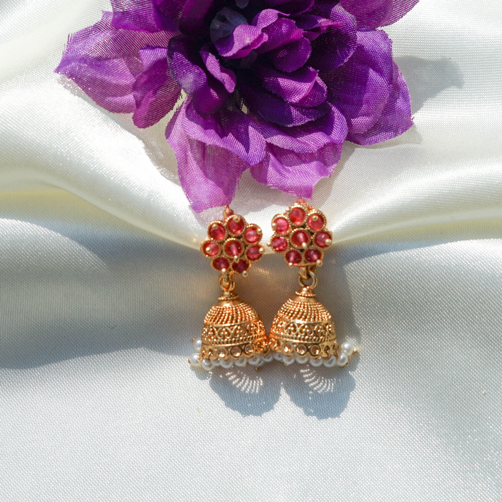 Ruby Petal Pearl Choker Set