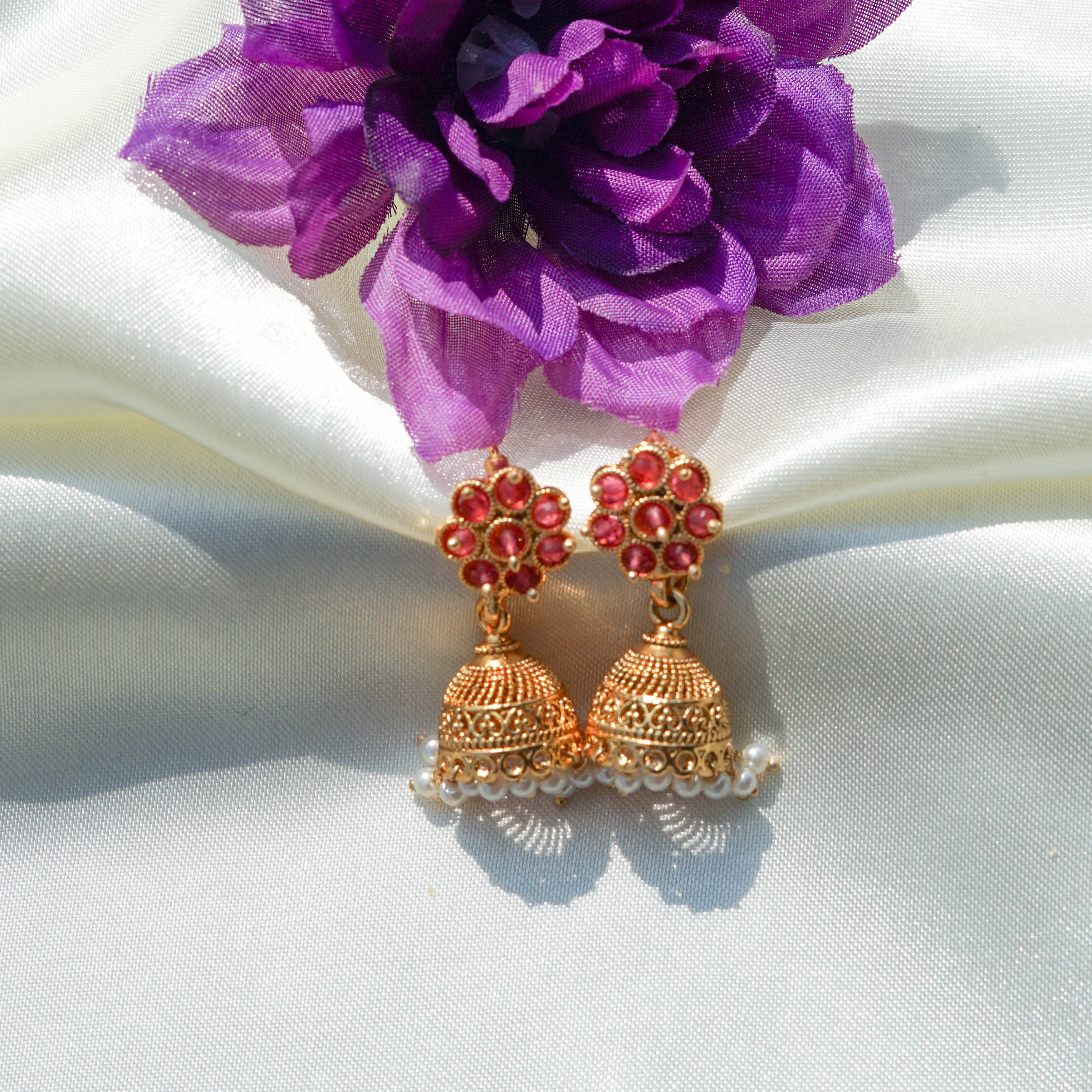 Ruby Petal Pearl Choker Set