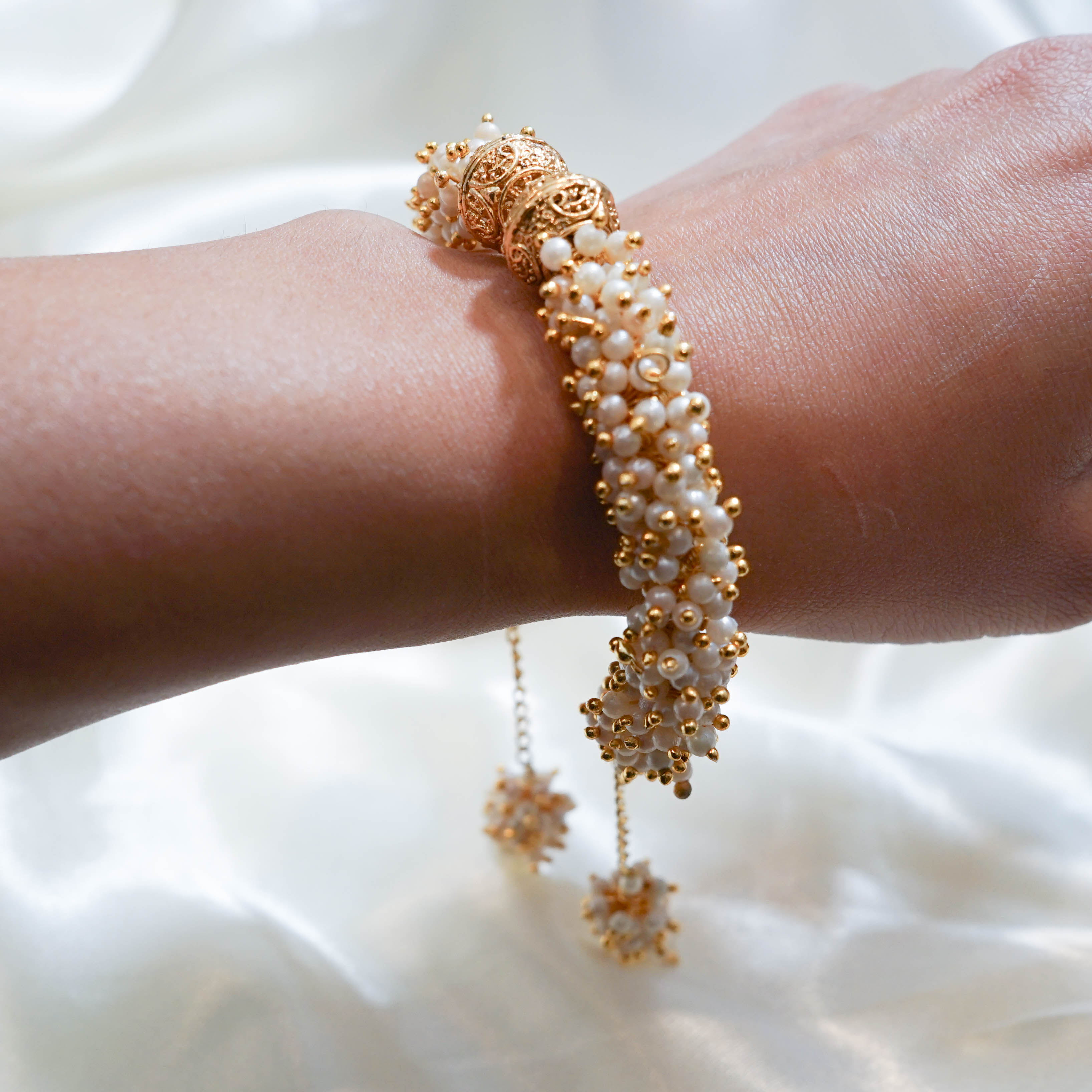 Indian Pearl Cluster with gold Bracelet