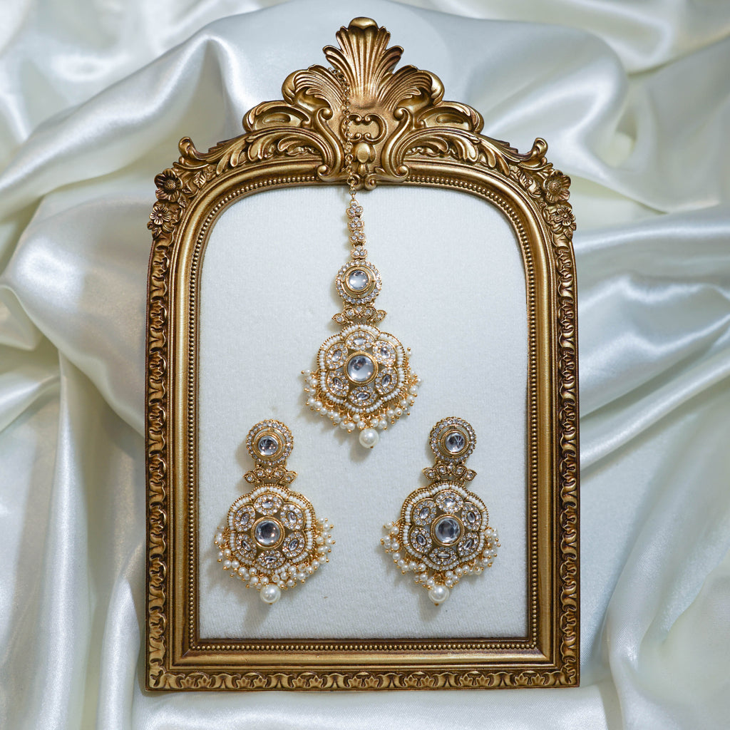 Pearl Polki Tikka & Earrings