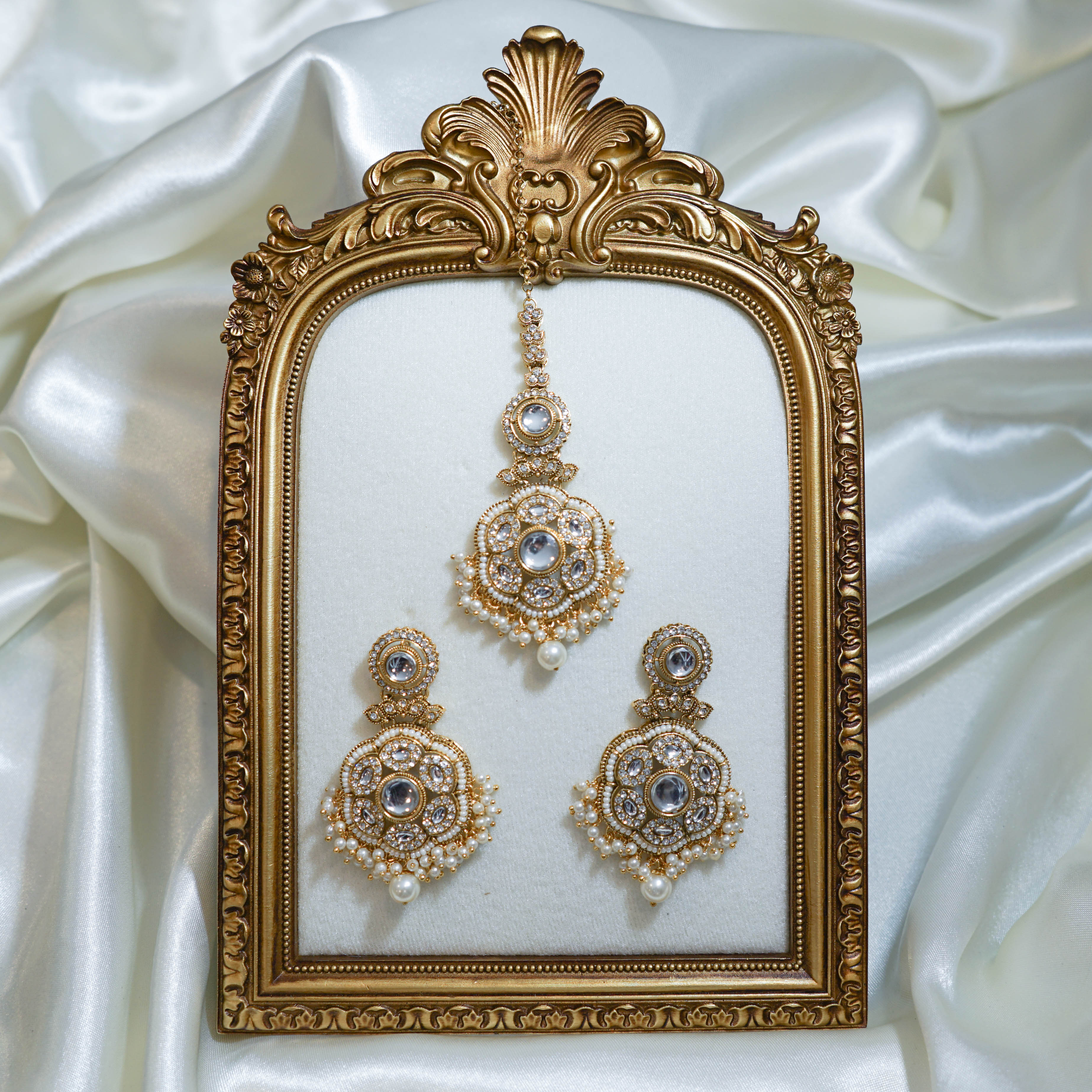 Pearl Polki Tikka & Earrings