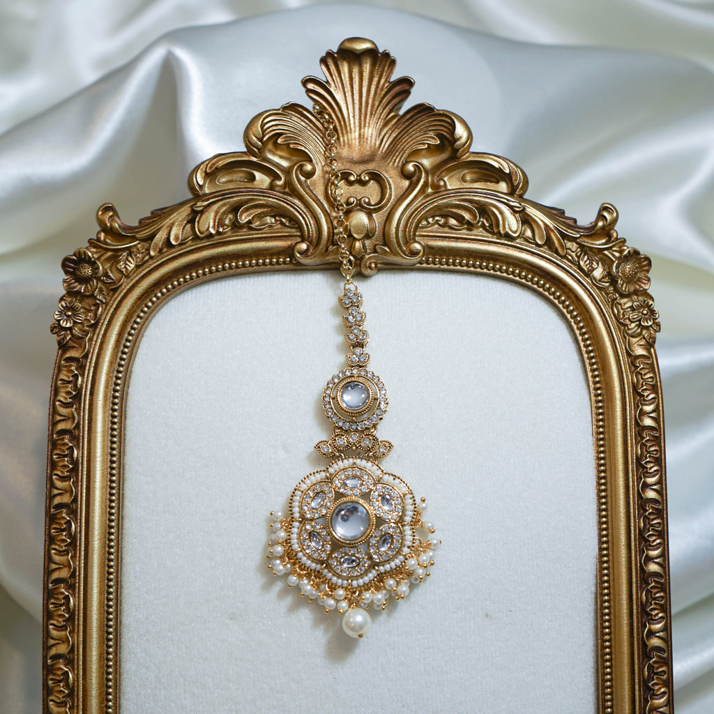 Pearl Polki Tikka & Earrings