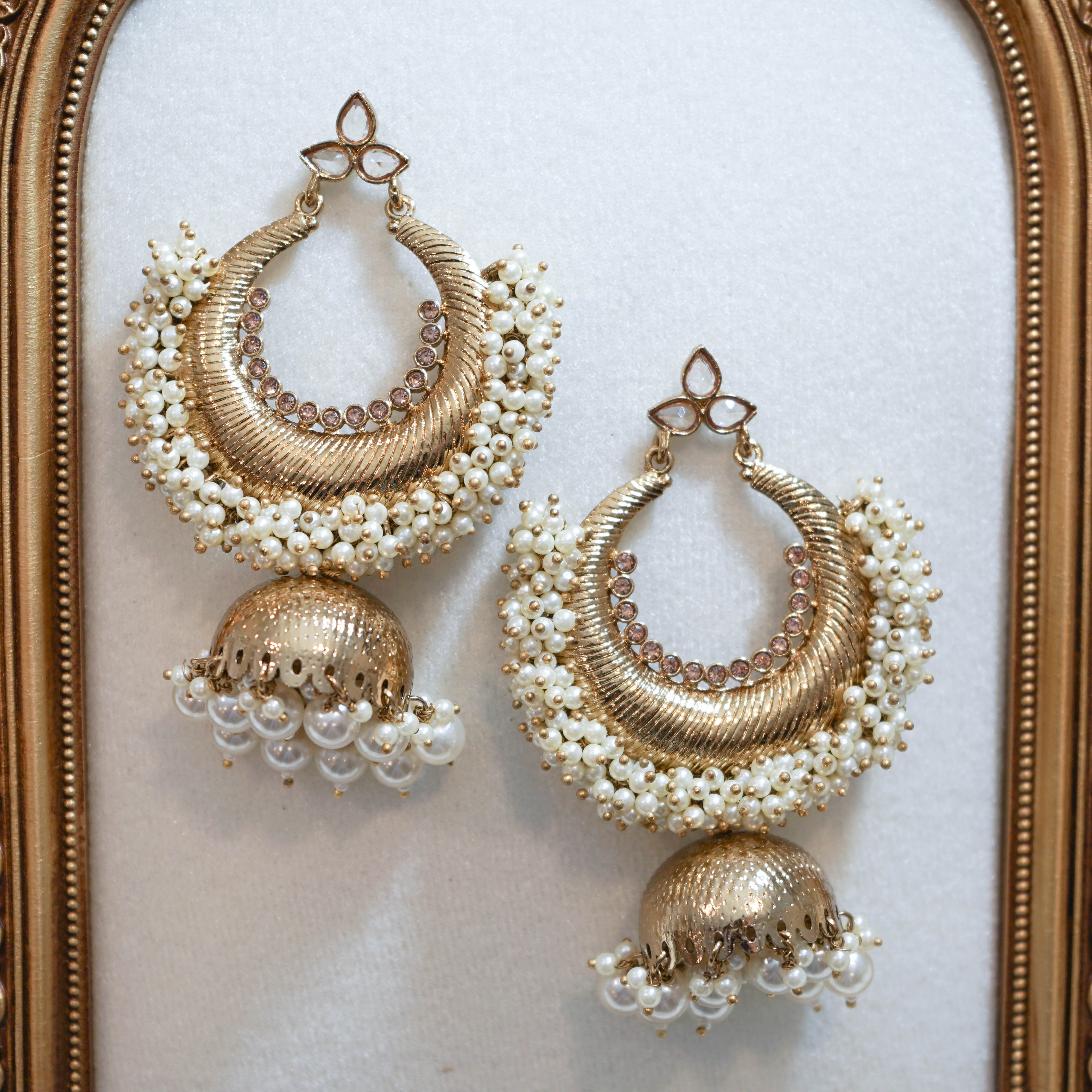 Indian Crescent Jhumka Earrings
