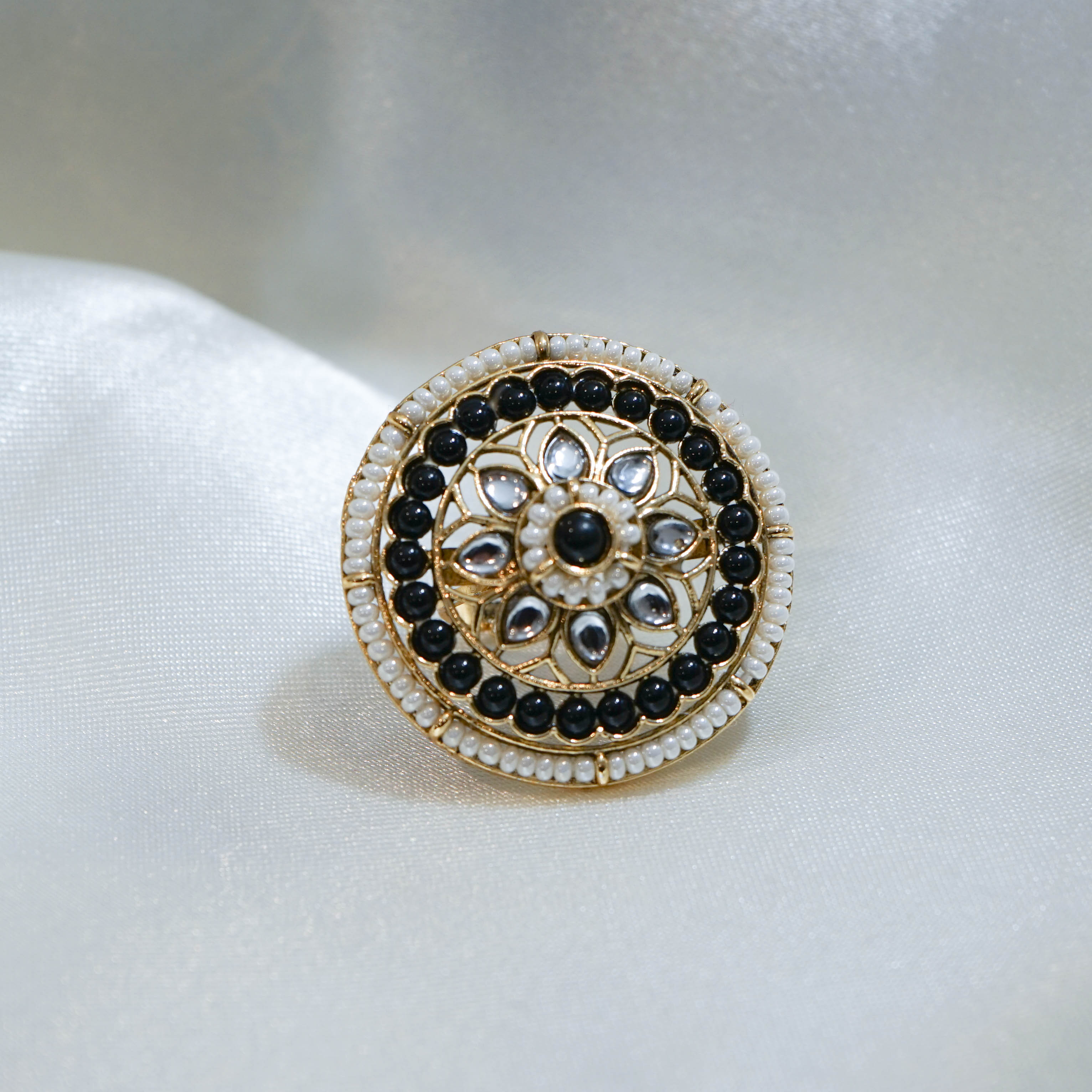 Indian Colourful Pearl Statement Ring