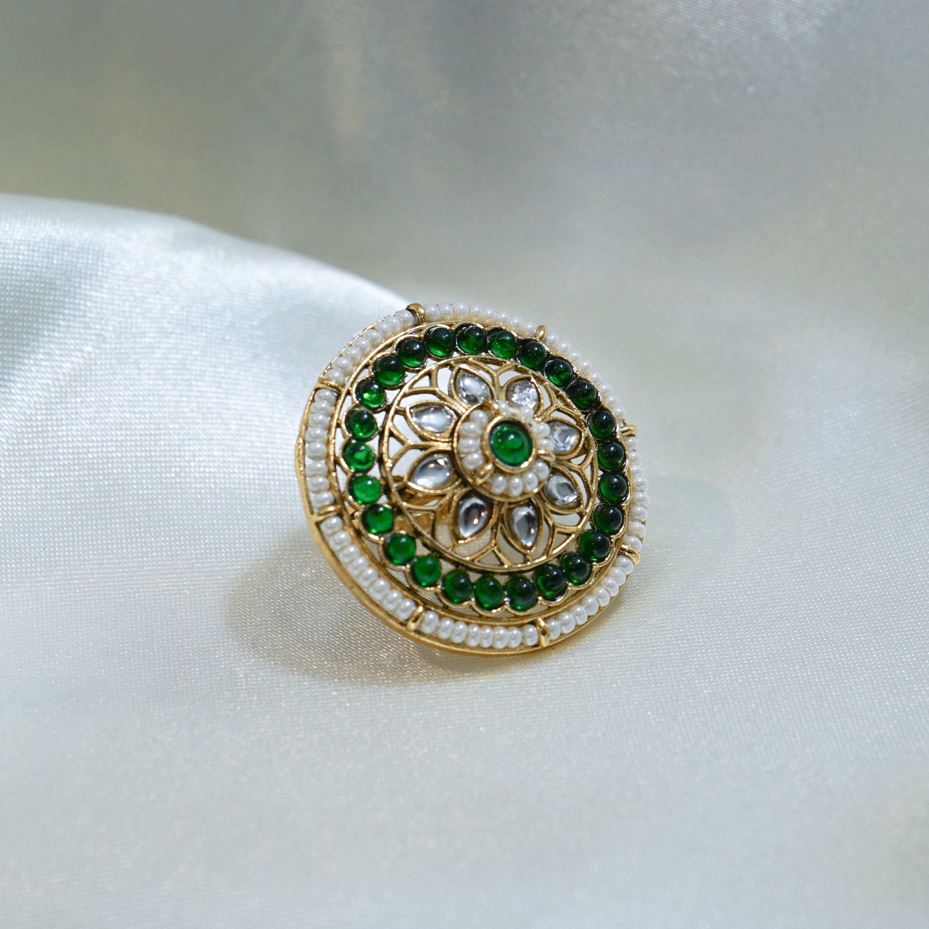 Indian Colourful Pearl Statement Ring