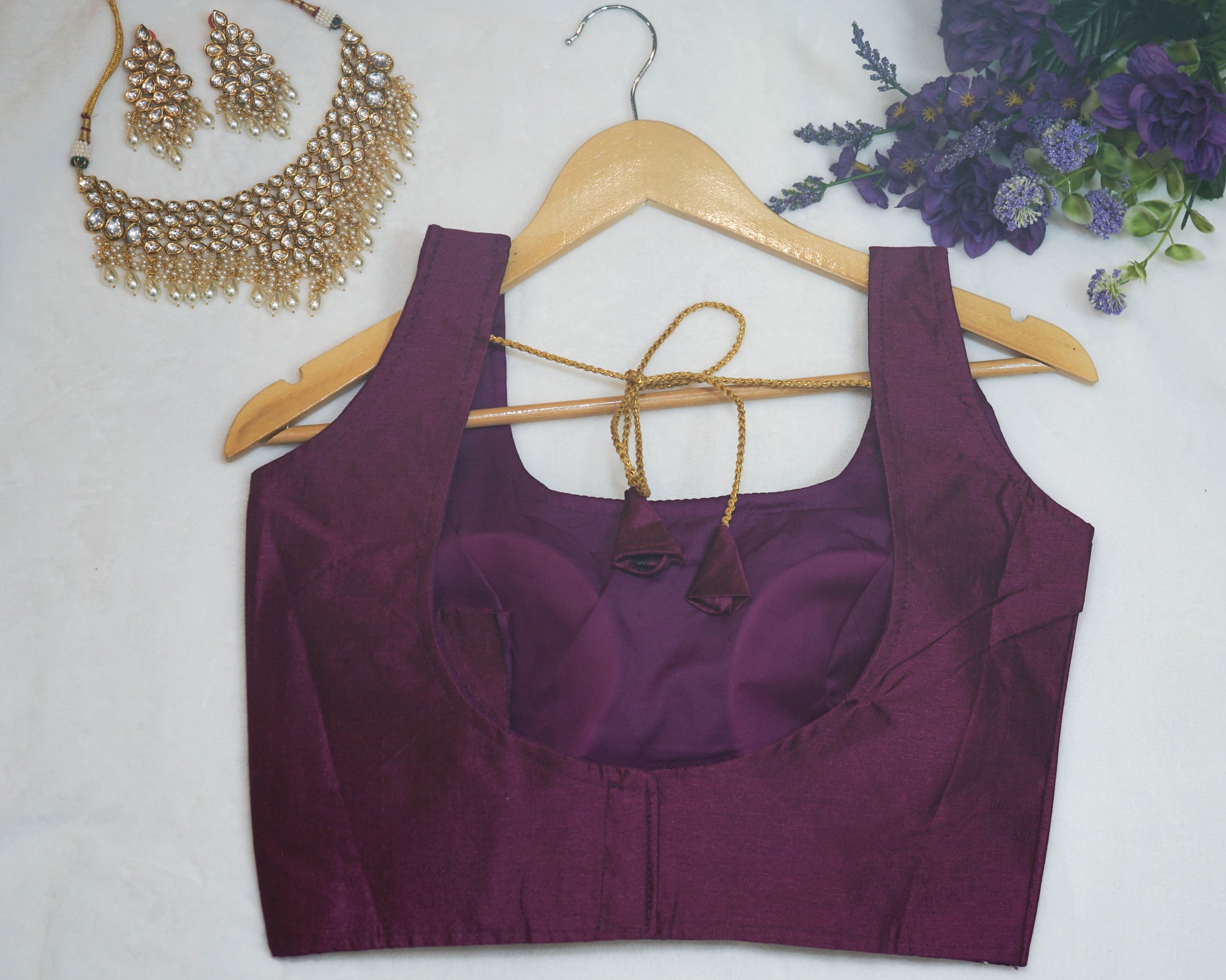 Plain Sleeveless Blouse with string