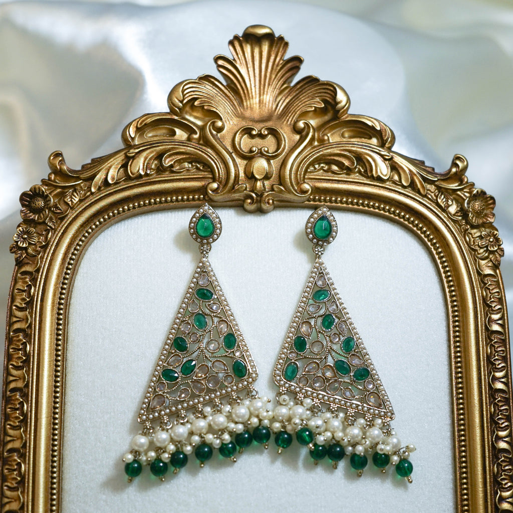 Indian Triangular Polki Earrings
