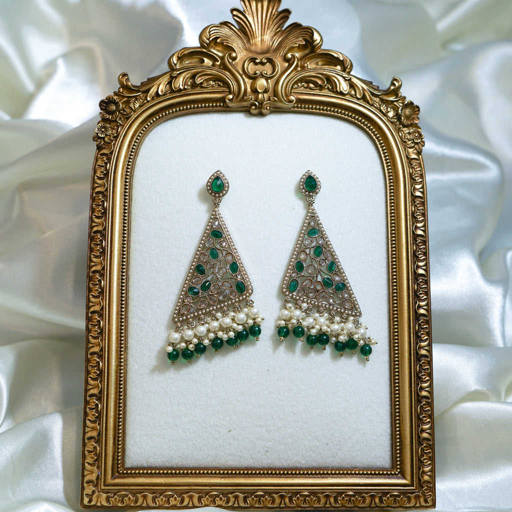 Indian Triangular Polki Earrings
