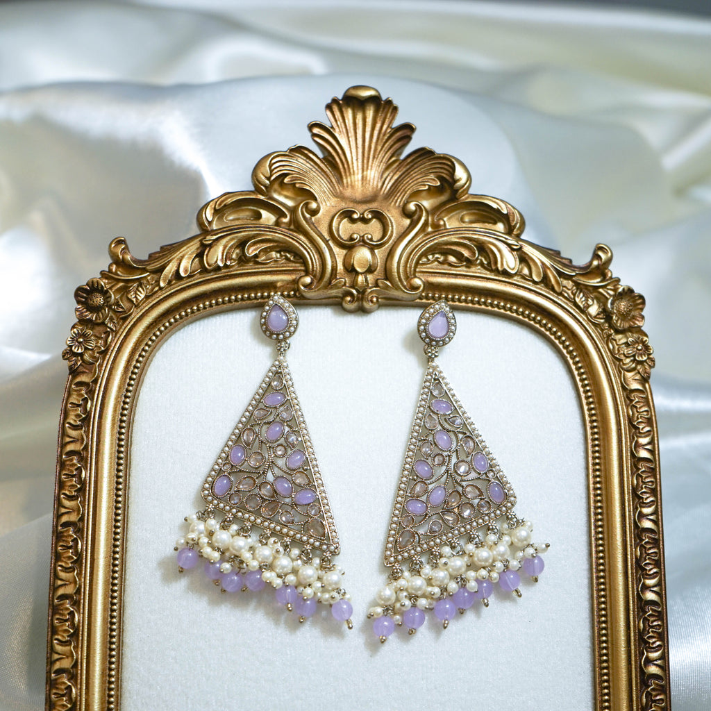 Indian Triangular Polki Earrings