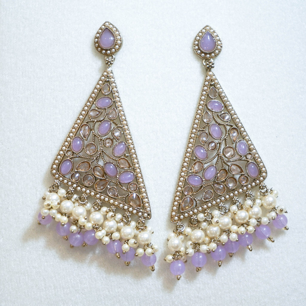 Indian Triangular Polki Earrings