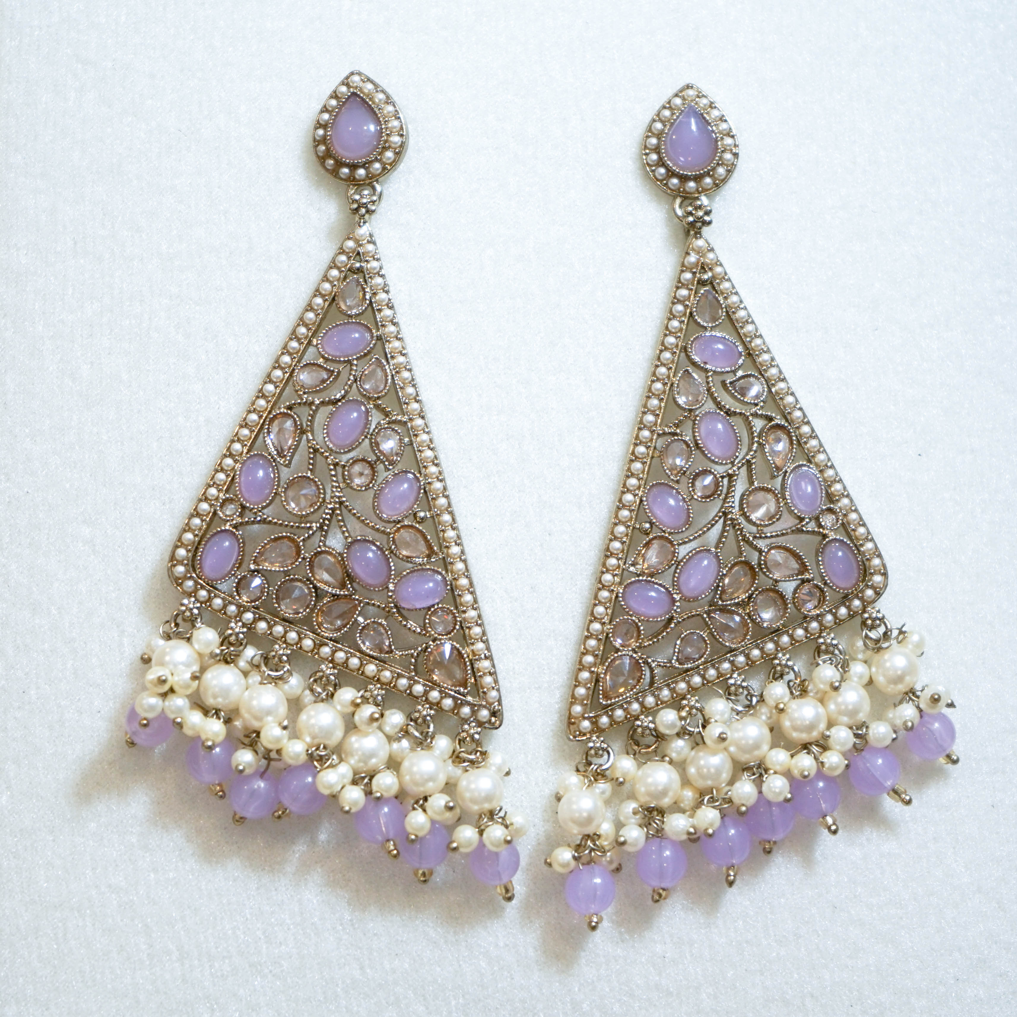 Indian Triangular Polki Earrings