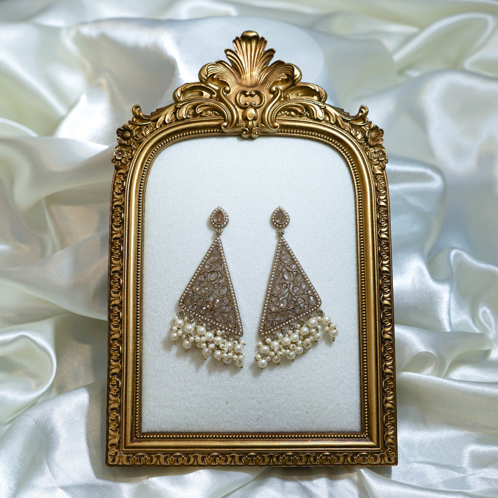 Indian Triangular Polki Earrings