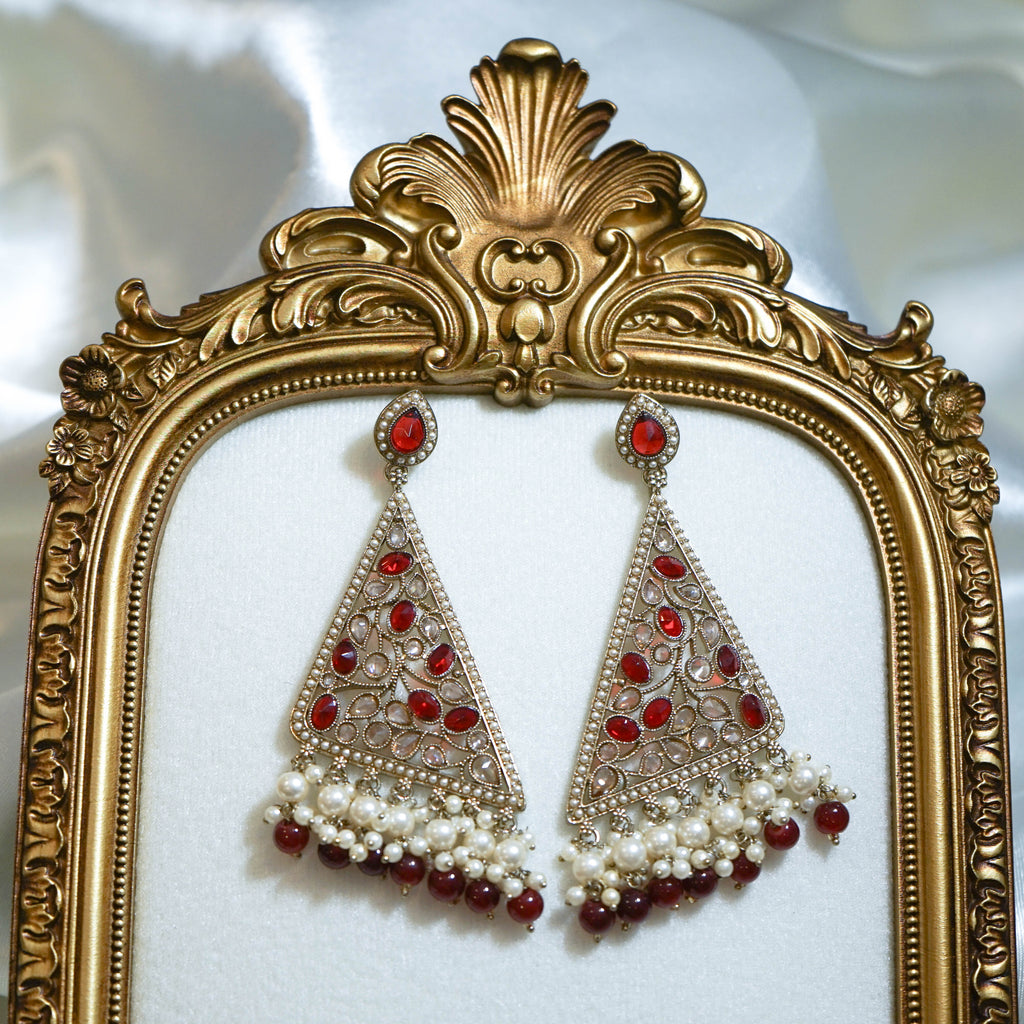 Indian Triangular Polki Earrings