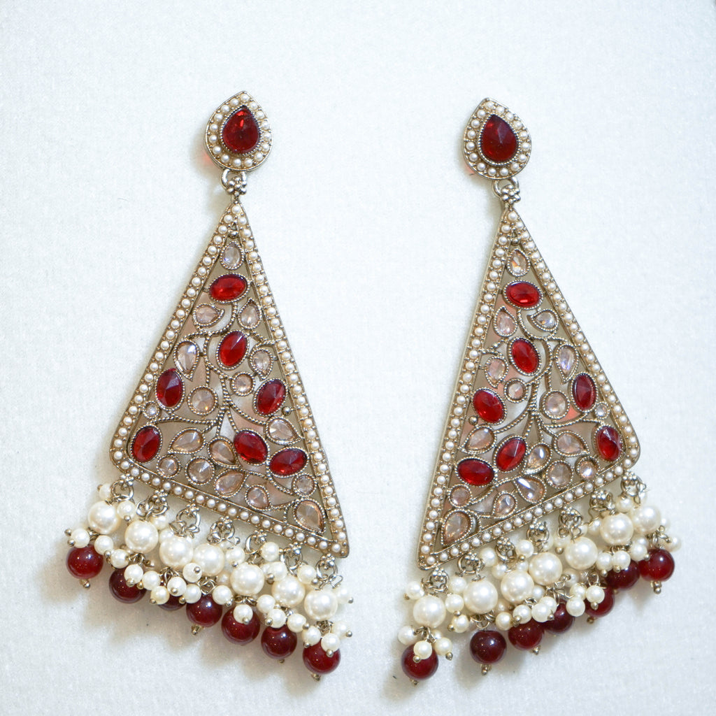 Indian Triangular Polki Earrings