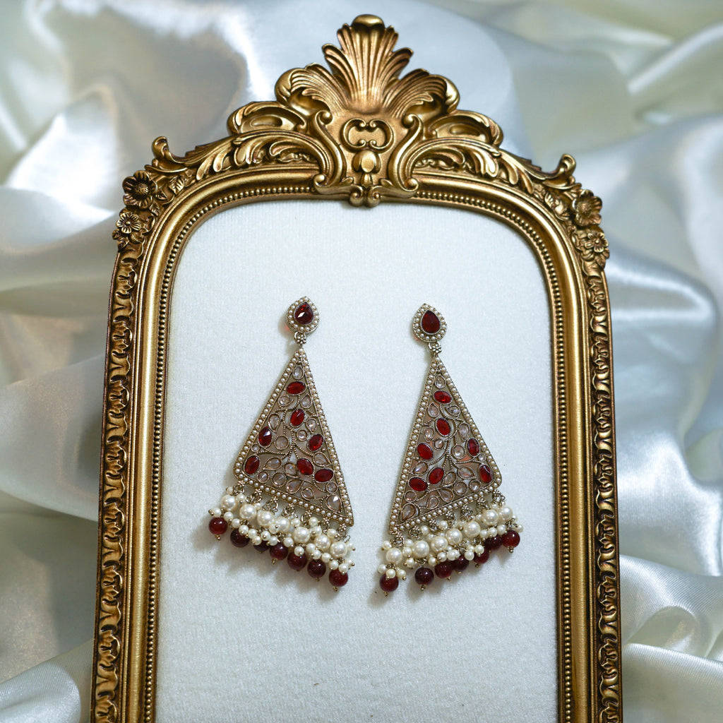 Indian Triangular Polki Earrings