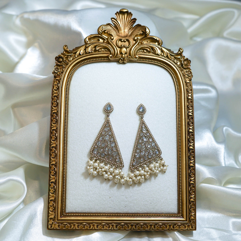 Indian Triangular Polki Earrings