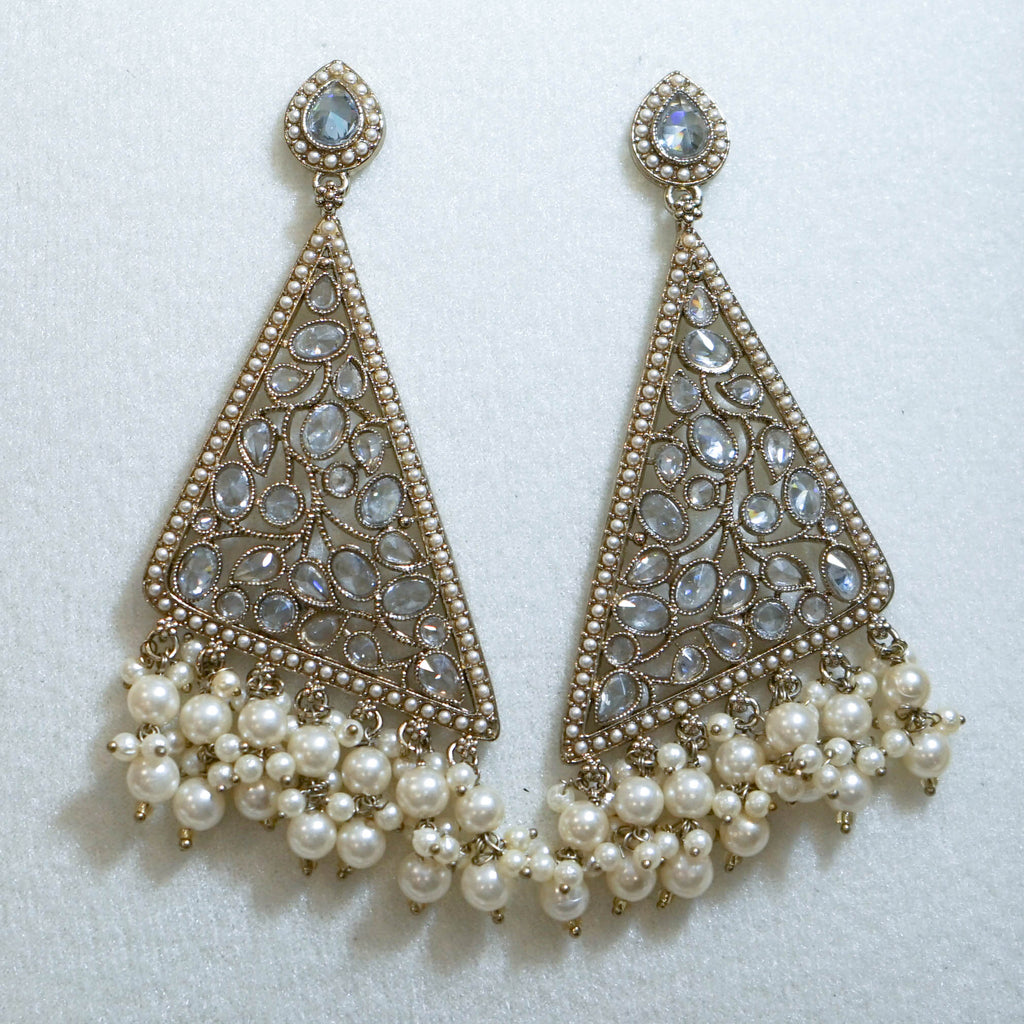 Indian Triangular Polki Earrings